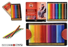 Художествени акварелни цветни моливи Монделюз Кохинор, Mondeluz Koh-I-Noor, комплект в метална кутия