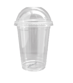Пластмасова чаша бомбе с капак 400 мл., 50 броя, за коктейли, сок, фрапе, фреш, шейк