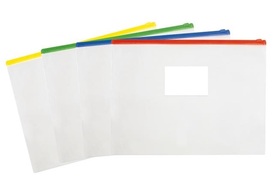 Папка с цип А4 и/или А5, прозрачна, PVC, с джоб за визитка, 1 брой
