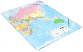 Папка с ластик, картон, карта на света