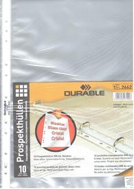 Плик джоб А4 с перфорация Durable, кристал, 10 броя