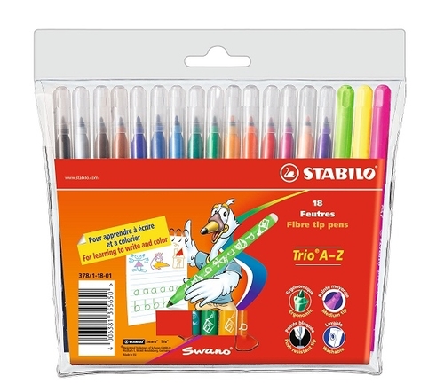 Флумастри Stabilo Trio A-Z, 18 цвята