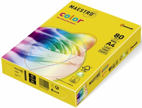 Цветна копирна хартия A4 Maestro Color, 500 листа, слънчево жълто