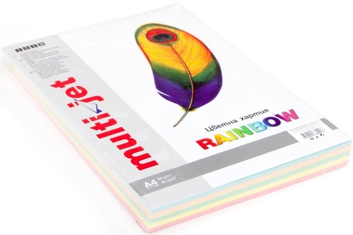 Цветна копирна хартия A4 Rainbow Multi Jet, 250 листа, пастел, асорти