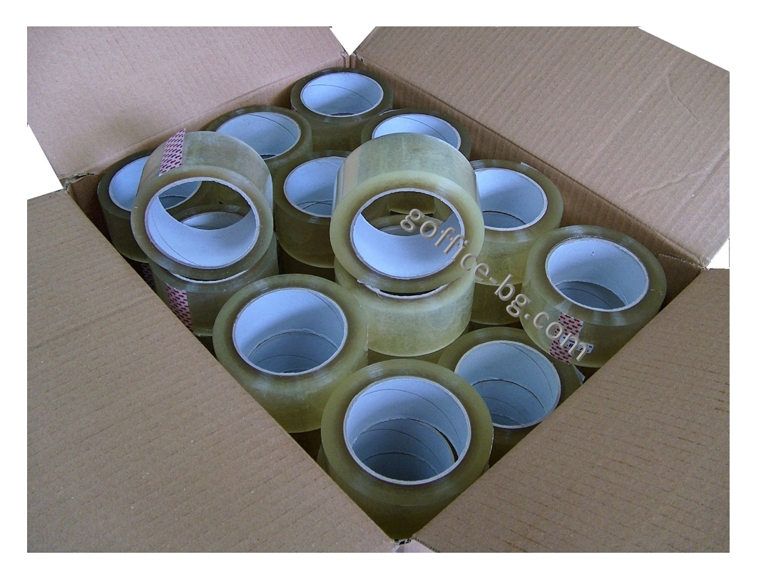 Опаковъчно тиксо, 48 мм x 100 м., кашон, 54 броя, прозрачно, кафяво - Image 3