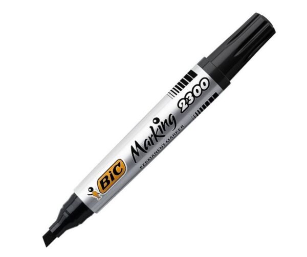 Маркер перманентен BIC Marking 2300, скосен връх, черен, 3.7 до 5.5 мм