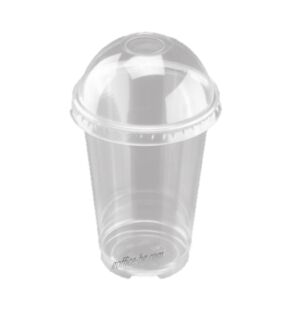 Пластмасова чаша бомбе с капак 350 мл., 12oz, 50 броя, за коктейли, сок, фрапе, фреш, шейк