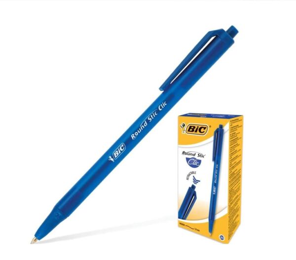 Химикалка BIC Round Stic Click, 1.00 мм, синя - Image 3