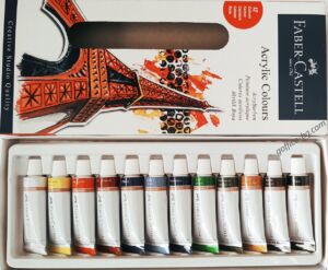 Акрилни бои Faber-Castell, 12 цвята х 20 мл.