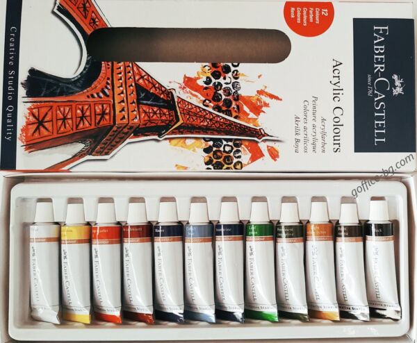 Акрилни бои Faber-Castell, 12 цвята х 20 мл. - Image 2