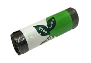 Чували за смет 35 L, 53 х 60 см, 20 броя на ролка, черни