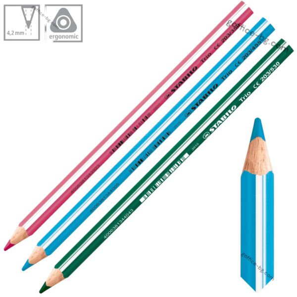 Цветни моливи Stabilo Trio-thick Jumbo с острилка, 12, 18 и 24 цвята - Image 5