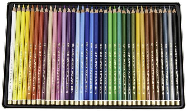Професионални цветни моливи "Поликолор" Кохинор, Polycolor Koh-I-Noor, комплект метална/дървена кутия - Image 9