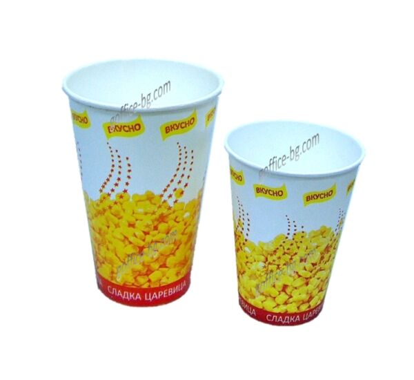 Картонени чаши за царевица, 7.5 oz, 12 oz, 100 броя - Image 3