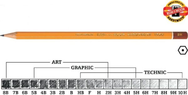 Чернографитен молив Koh-I-Noor 1500, от 10H до 8В, 1 брой - Image 4