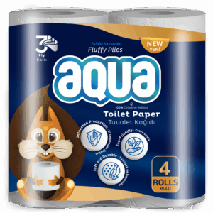 Тоалетна хартия Aqua, 3-пластова, бяла, 4 броя в пакет