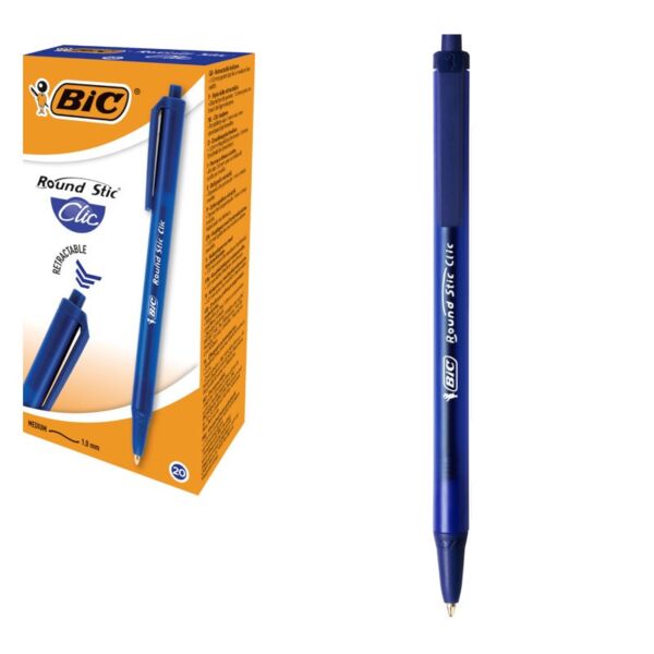 Химикалка BIC Round Stic Click, 1.00 мм, синя - Image 4