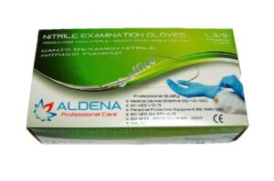 Нитрилни ръкавици Aldena, без пудра, сини, 100 броя в кутия