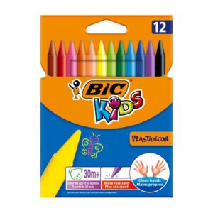 Цветни восъчни пастели BIC Plastidecor, 12 цвята
