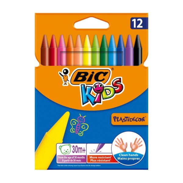 Цветни восъчни пастели BIC Plastidecor, 12 цвята - Image 2