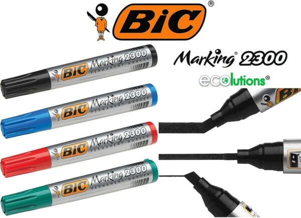 Маркер перманентен BIC Marking 2300, скосен връх, черен, 3.7 до 5.5 мм - Image 5